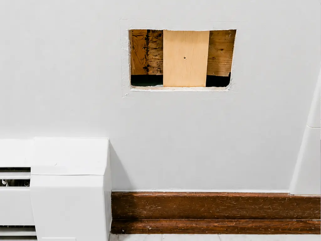 Wall opening before drywall repair